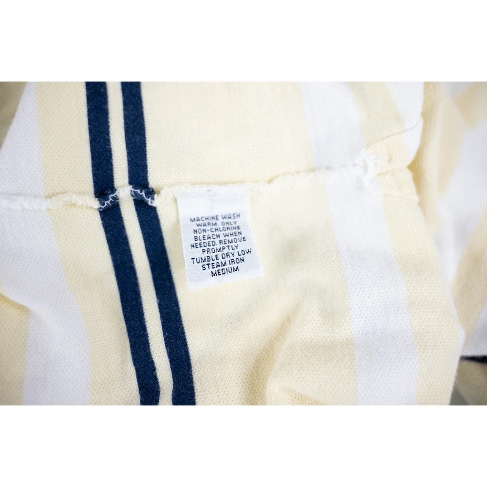 Polo Ralph Lauren Polo Shirt Mens XL Yellow Navy pony Stripe Pocket Short Sleeve
